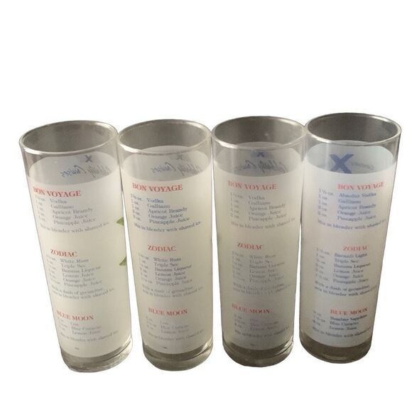 Vintage Celebrity Cruises Frosted High Ball Cocktail Recipe Lot Set Lot Of 4 - Picture 8 of 11